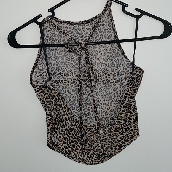 Cheetah Print Halter Crop Top - Picture 3 of 5